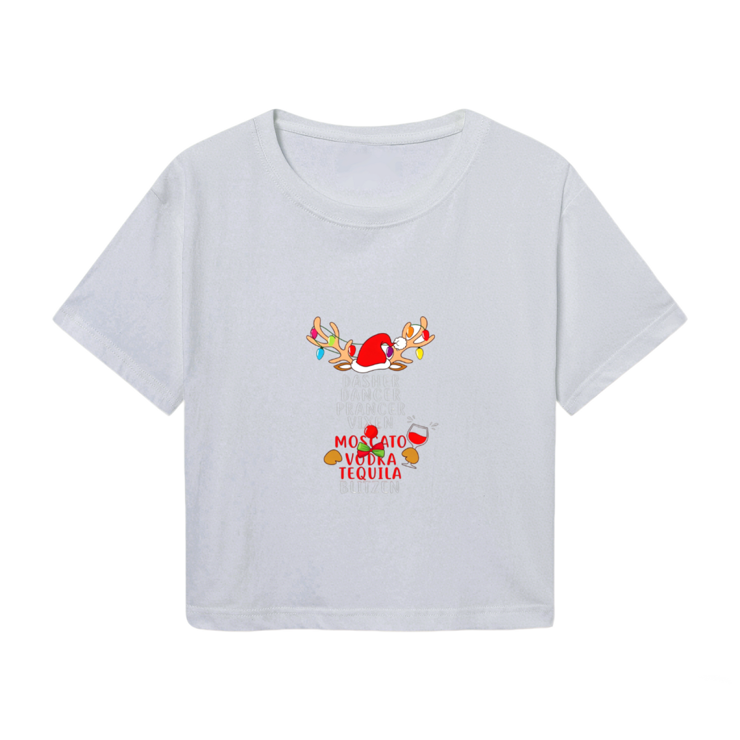 Reindeer Holiday Cocktail Funny Party Christmas Crop Top