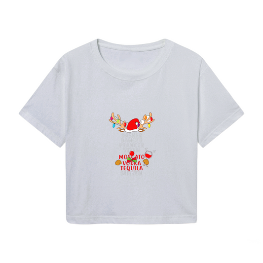 Reindeer Holiday Cocktail Funny Party Christmas Crop Top