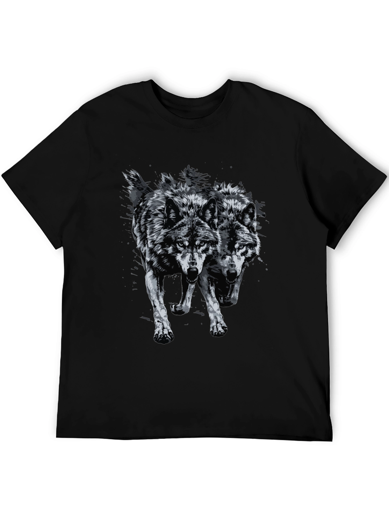 Two Wolves Graphic Print Tee