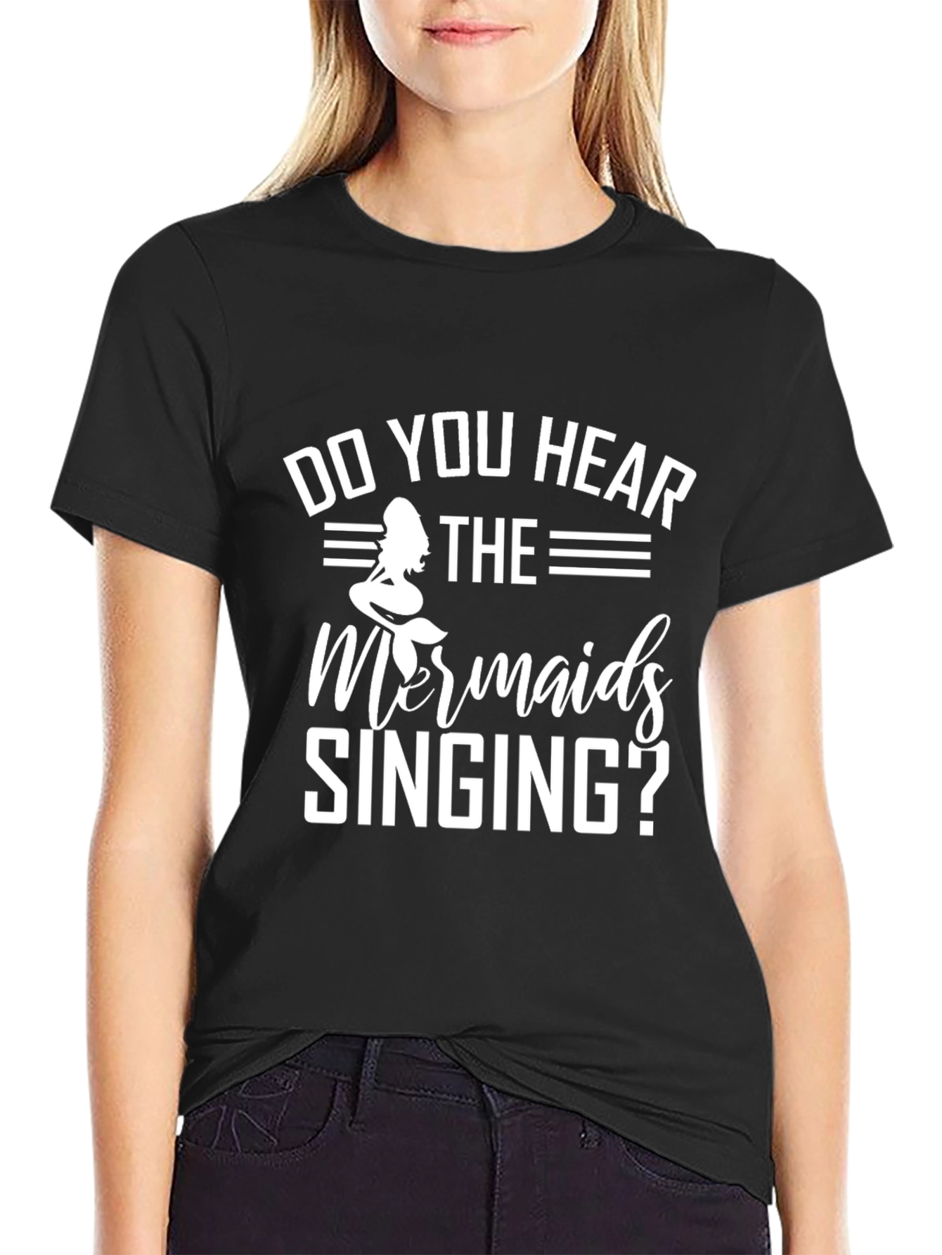 Mermaid Singing Black T-Shirt