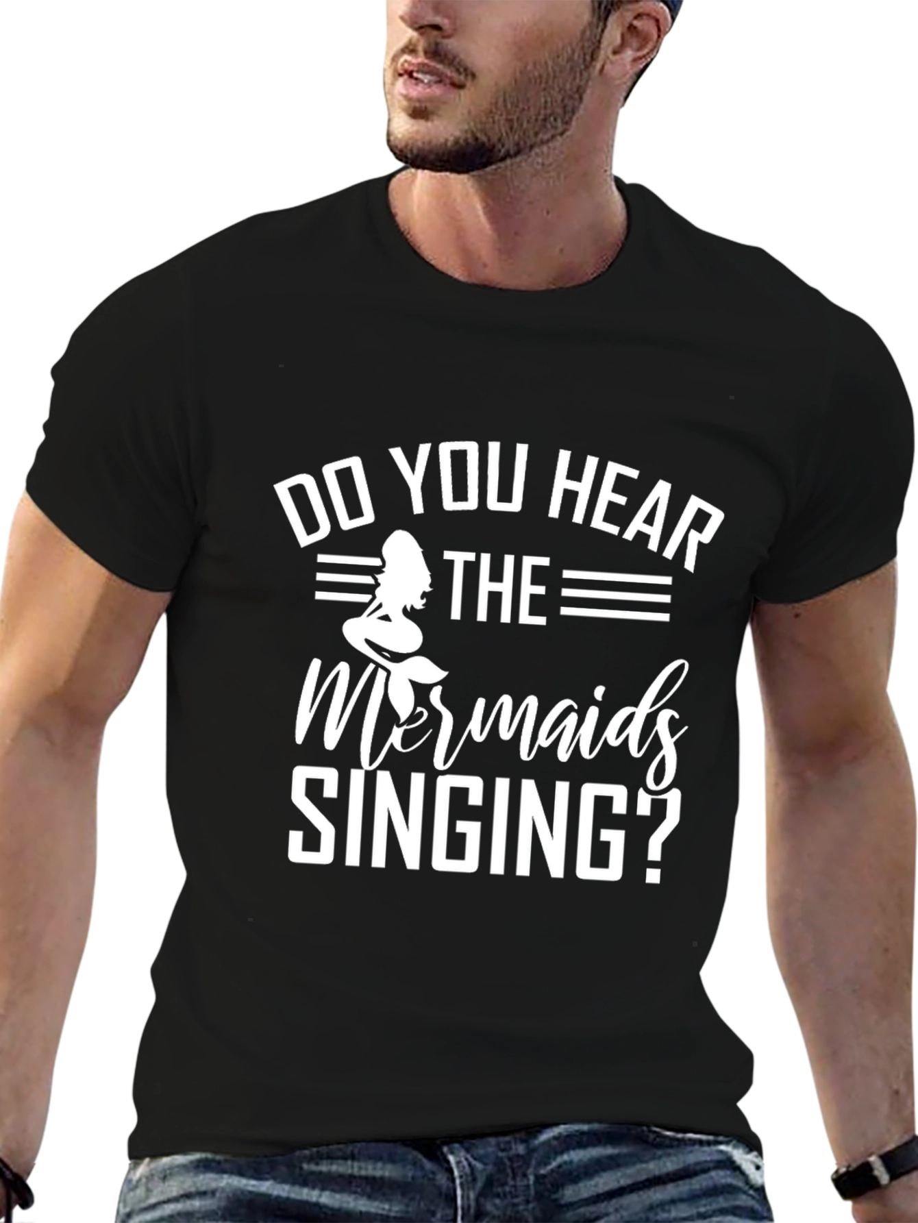 Mermaid Singing Black T-Shirt