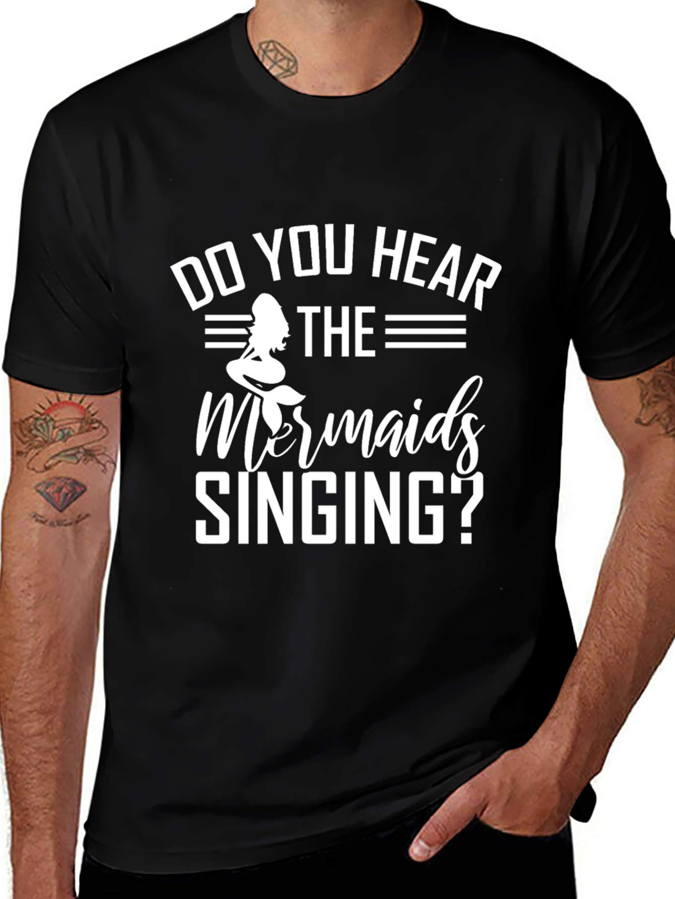 Mermaid Singing Black T-Shirt