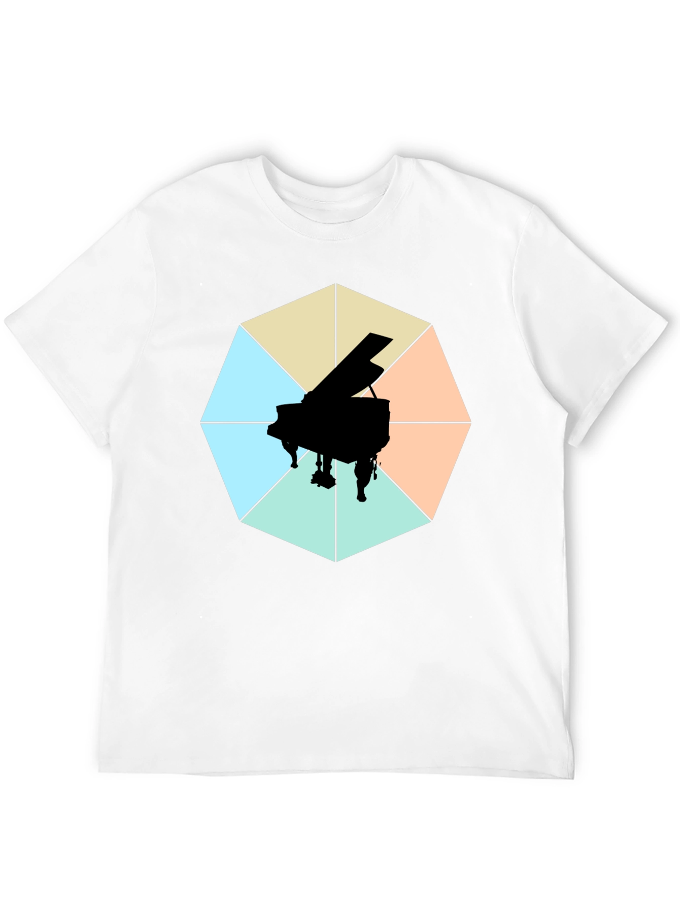 Geometric Piano Graphic Tee - Modern Musical Style