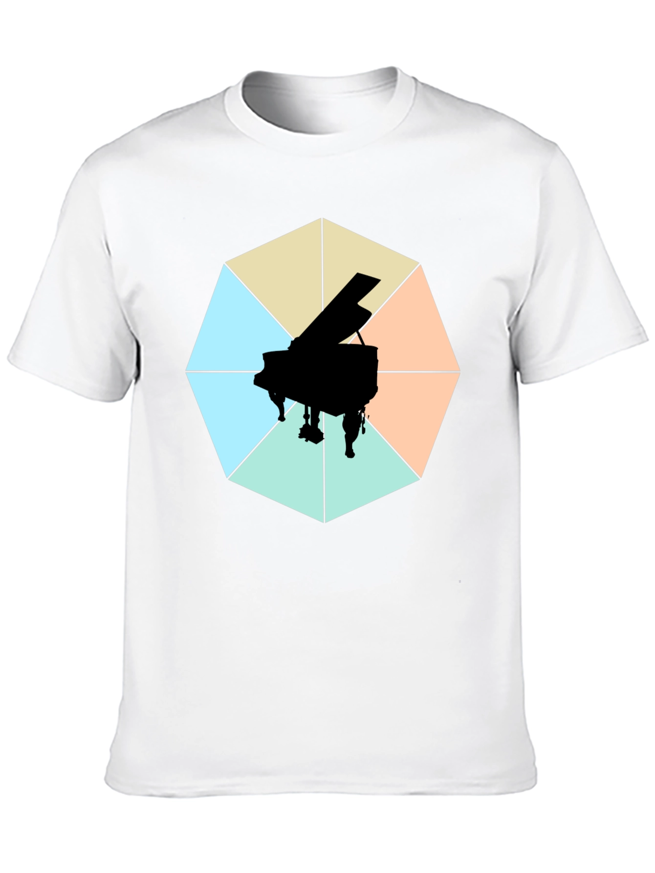 Geometric Piano Graphic Tee - Modern Musical Style