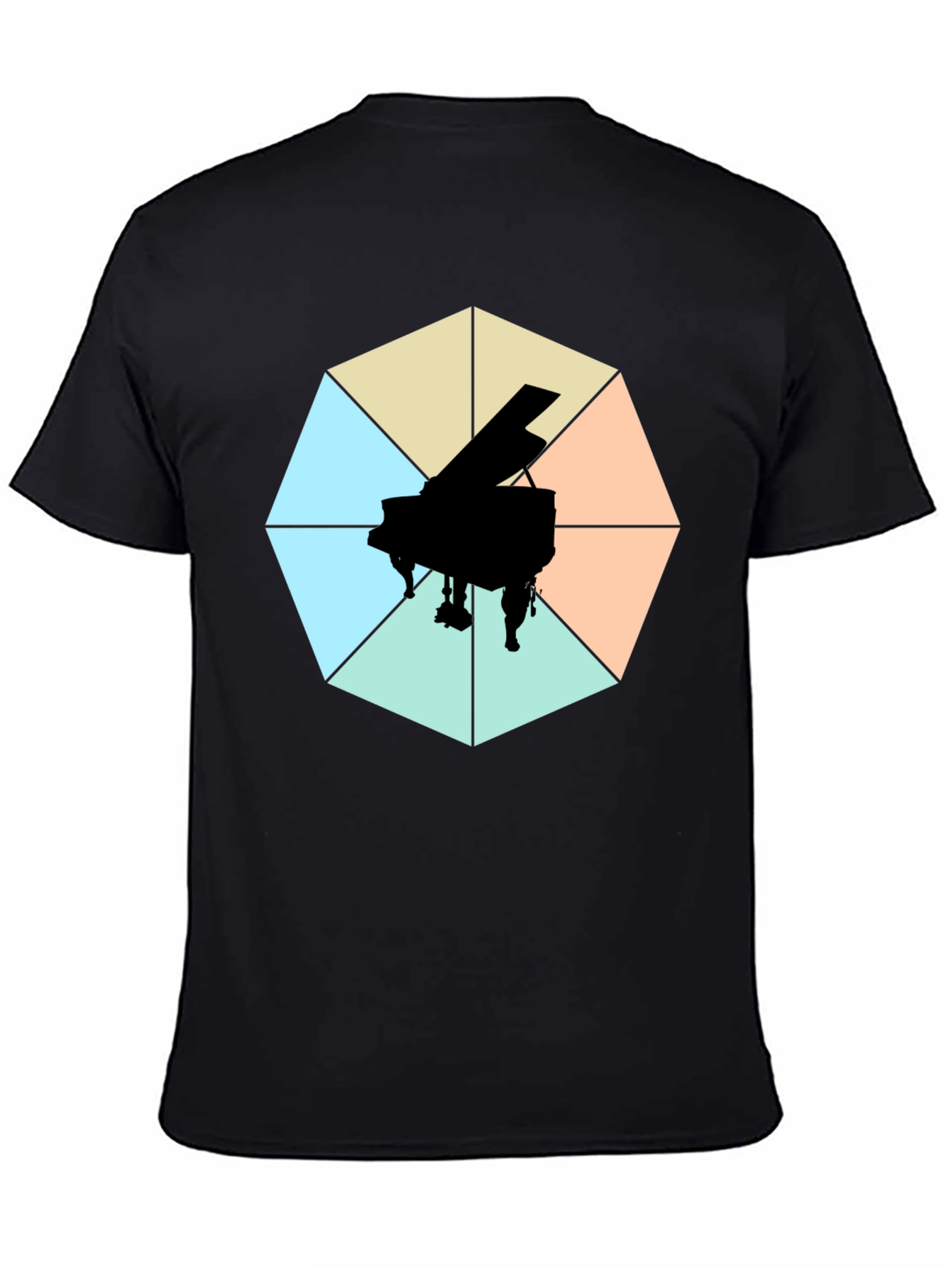 Geometric Piano Graphic Tee - Modern Musical Style