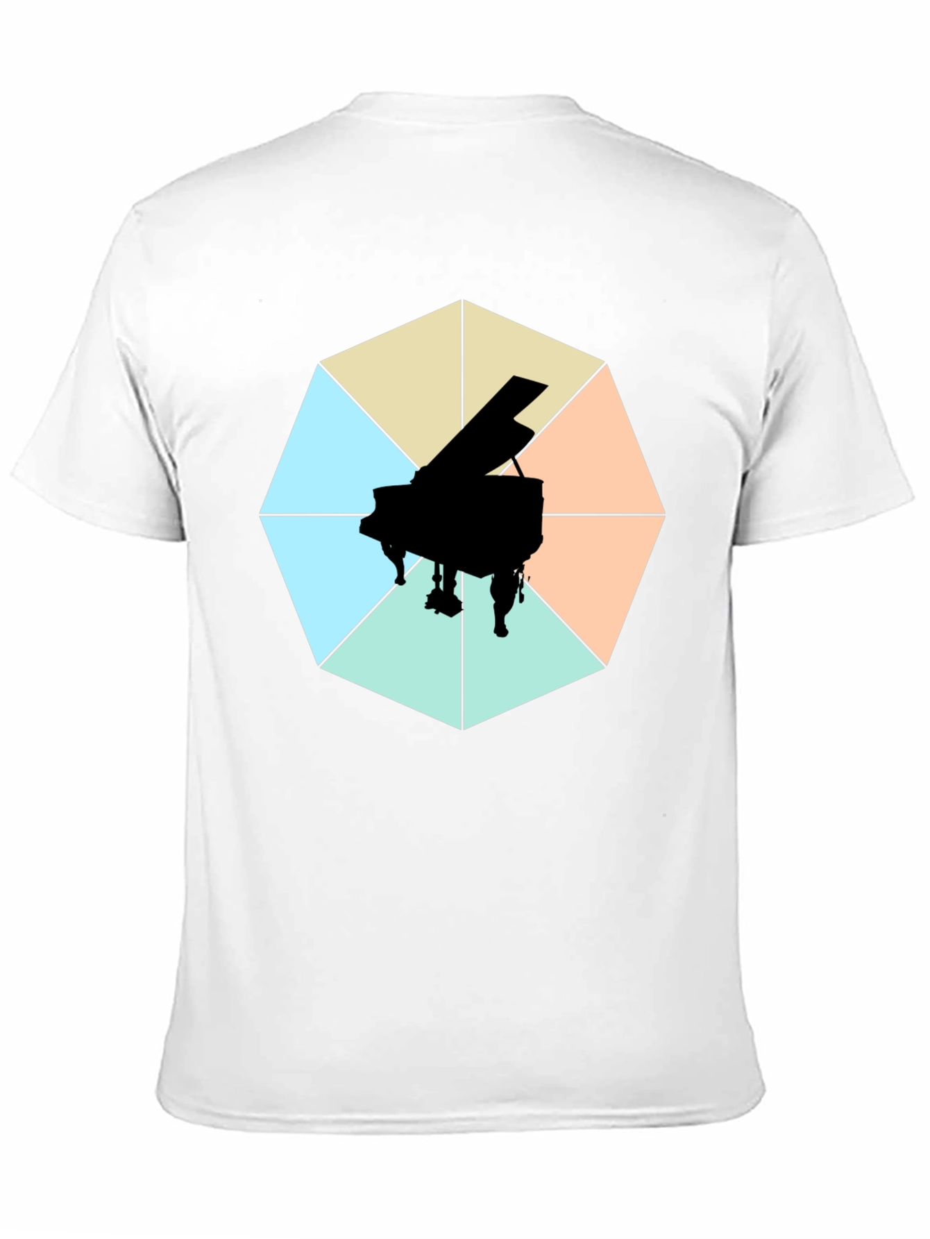 Geometric Piano Graphic Tee - Modern Musical Style