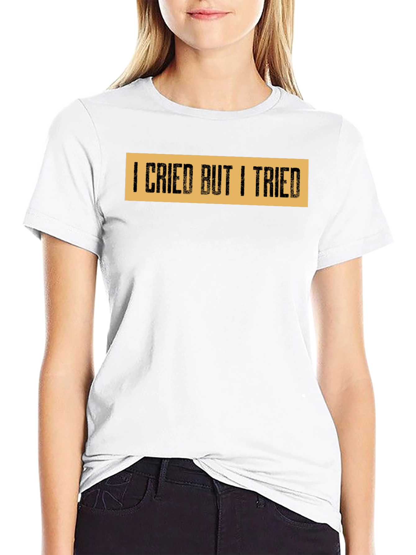 I Cried But I Tried Graphic Tee - Black