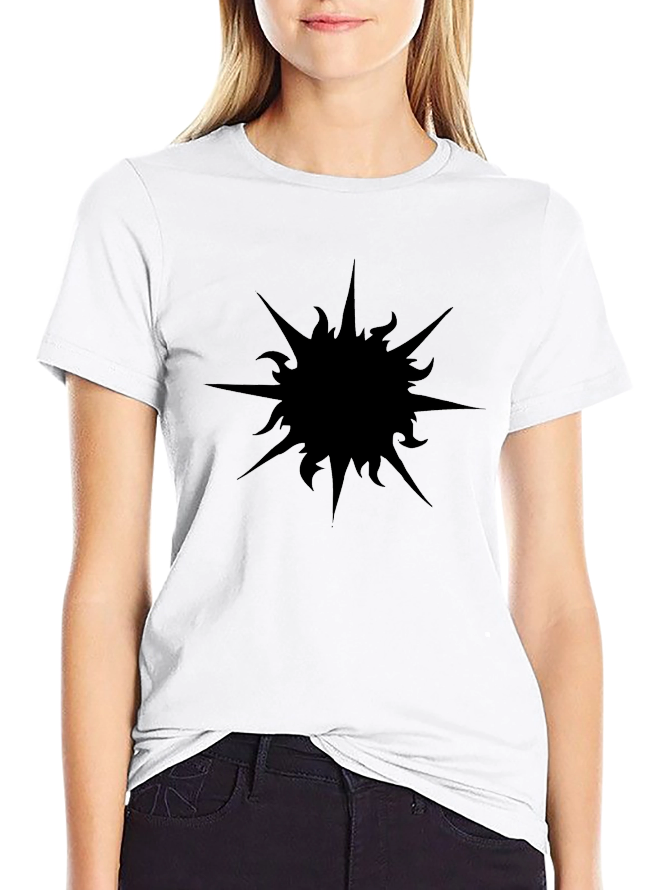 Mens Black Graphic T-Shirt - Abstract Sun Design