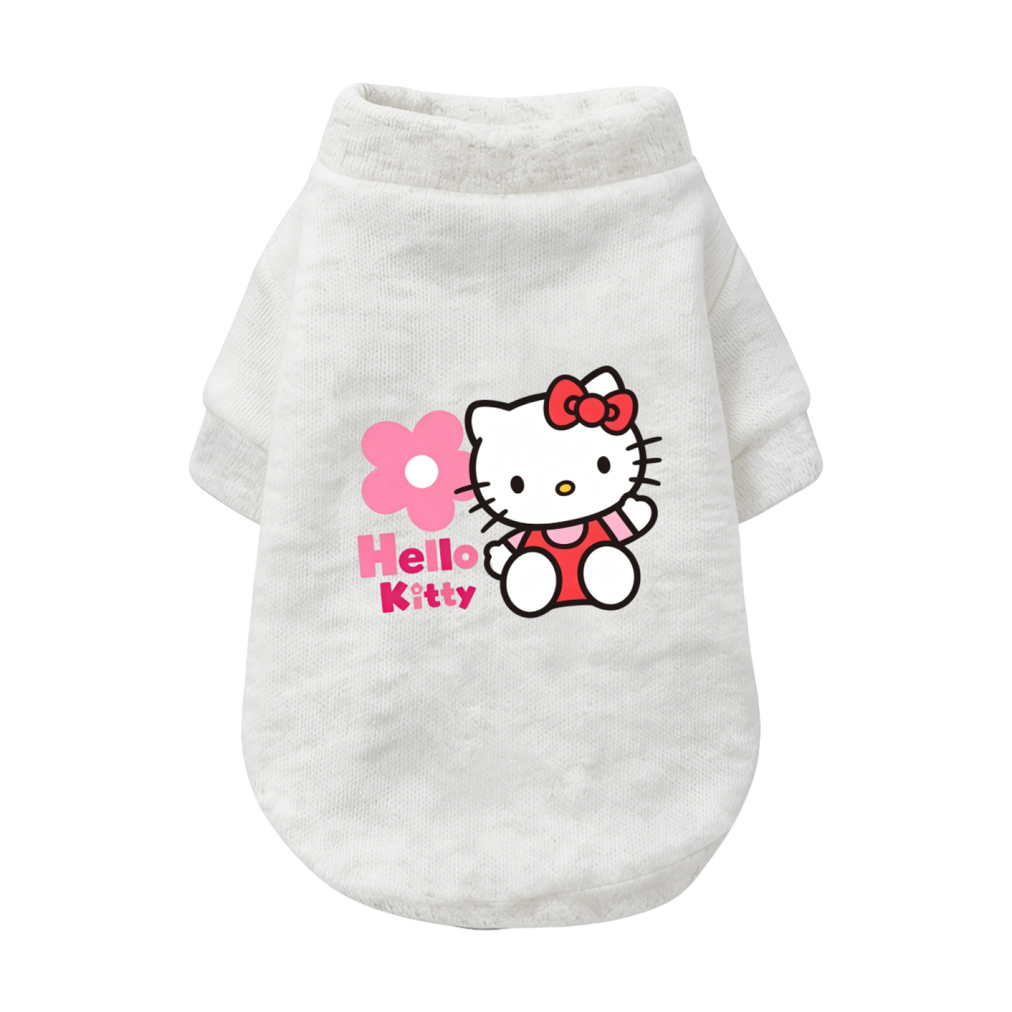 Cute Hello Kitty Floral Pet Cardigan Sweater, Soft Heather Gray Kitten Puppy Clothes