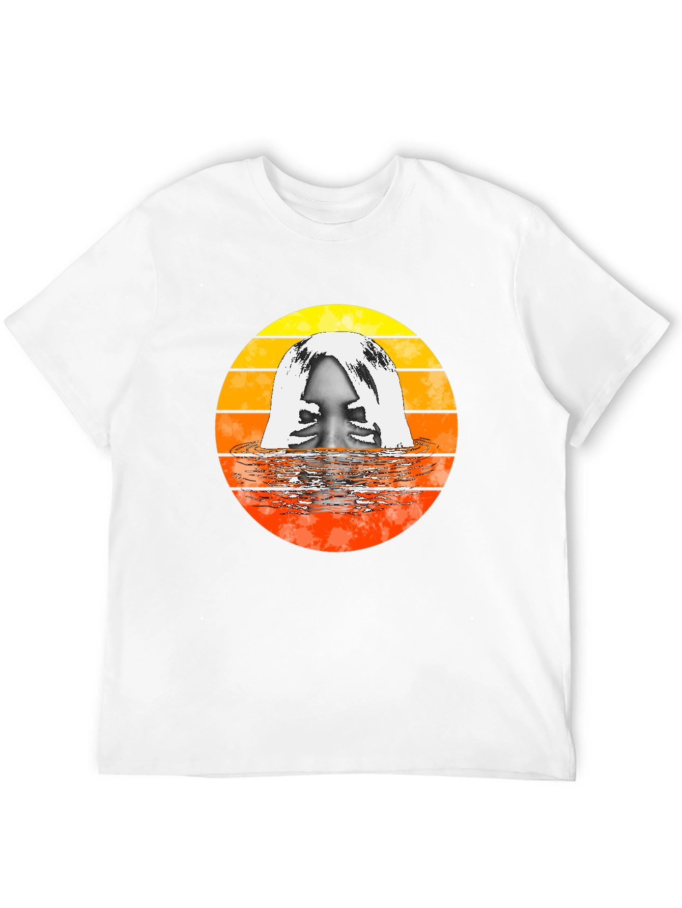 Retro Sunset Woman in Water Graphic T-Shirt