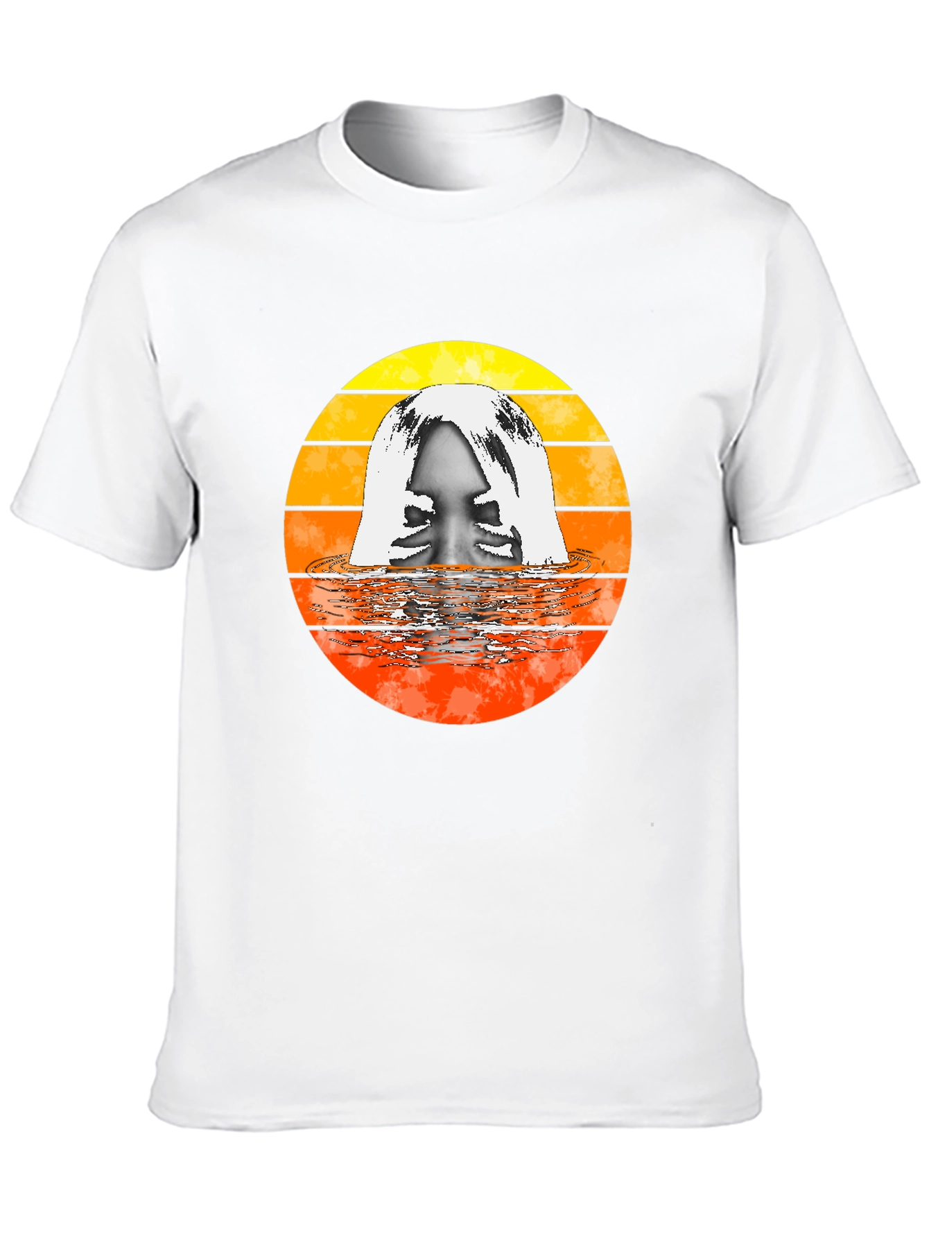 Retro Sunset Woman in Water Graphic T-Shirt