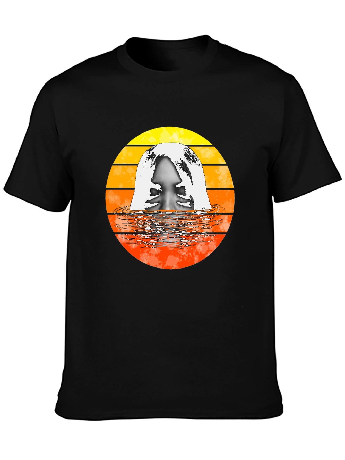 Retro Sunset Woman in Water Graphic T-Shirt
