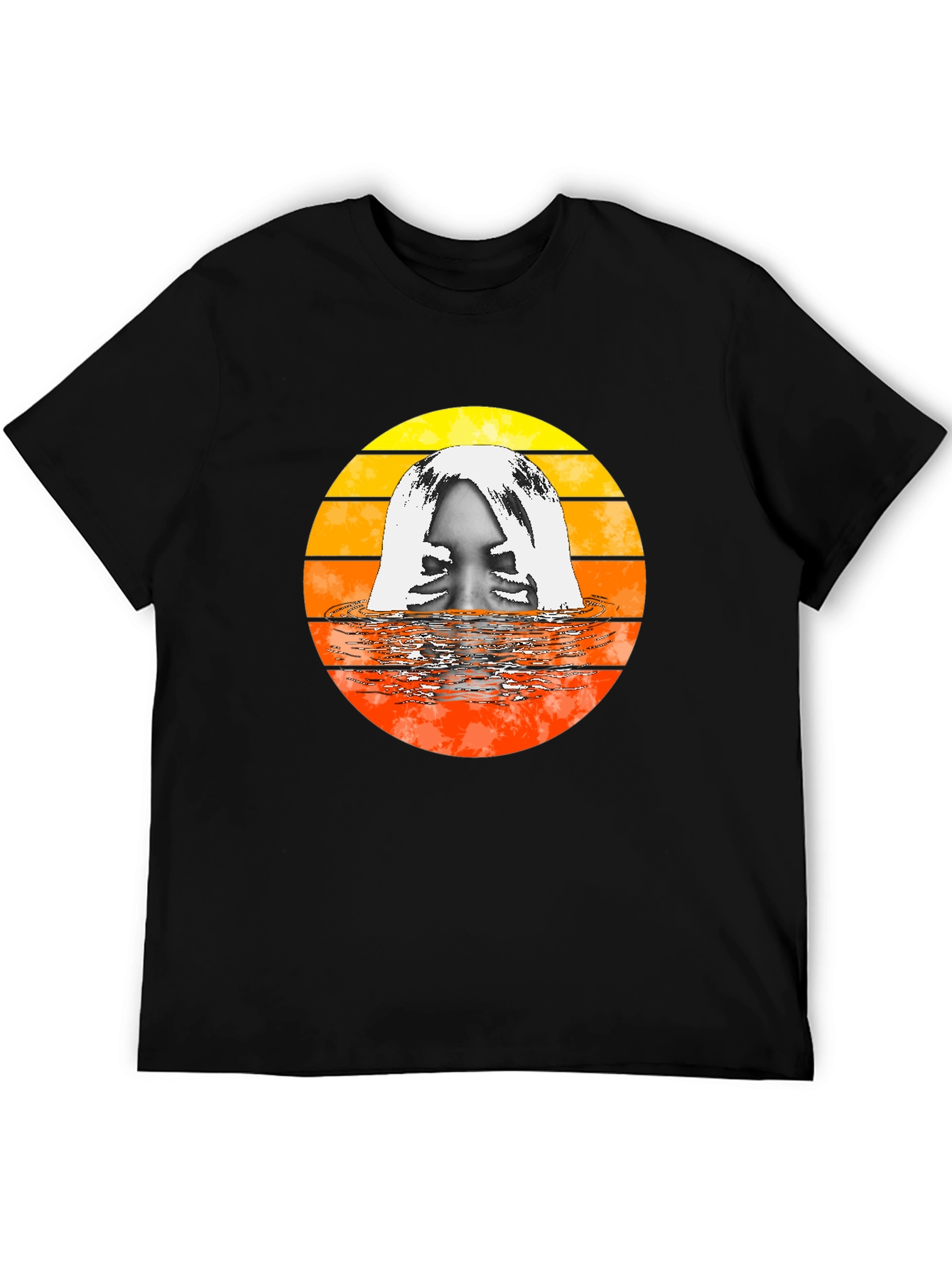 Retro Sunset Woman in Water Graphic T-Shirt