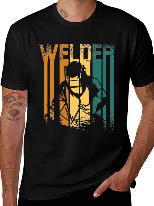 Welder Graphic Tee - Black Cotton Comfort Fit T-Shirt