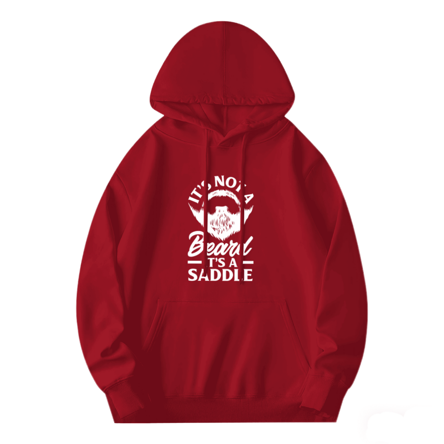 Funny Beard Saddle Slogan Red Hoodie, Men Trendy Comfort Daily Pullover