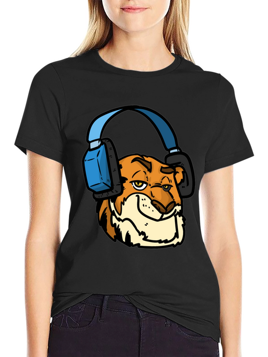 Cool Tiger Headphone Tee - Mens Black T-Shirt