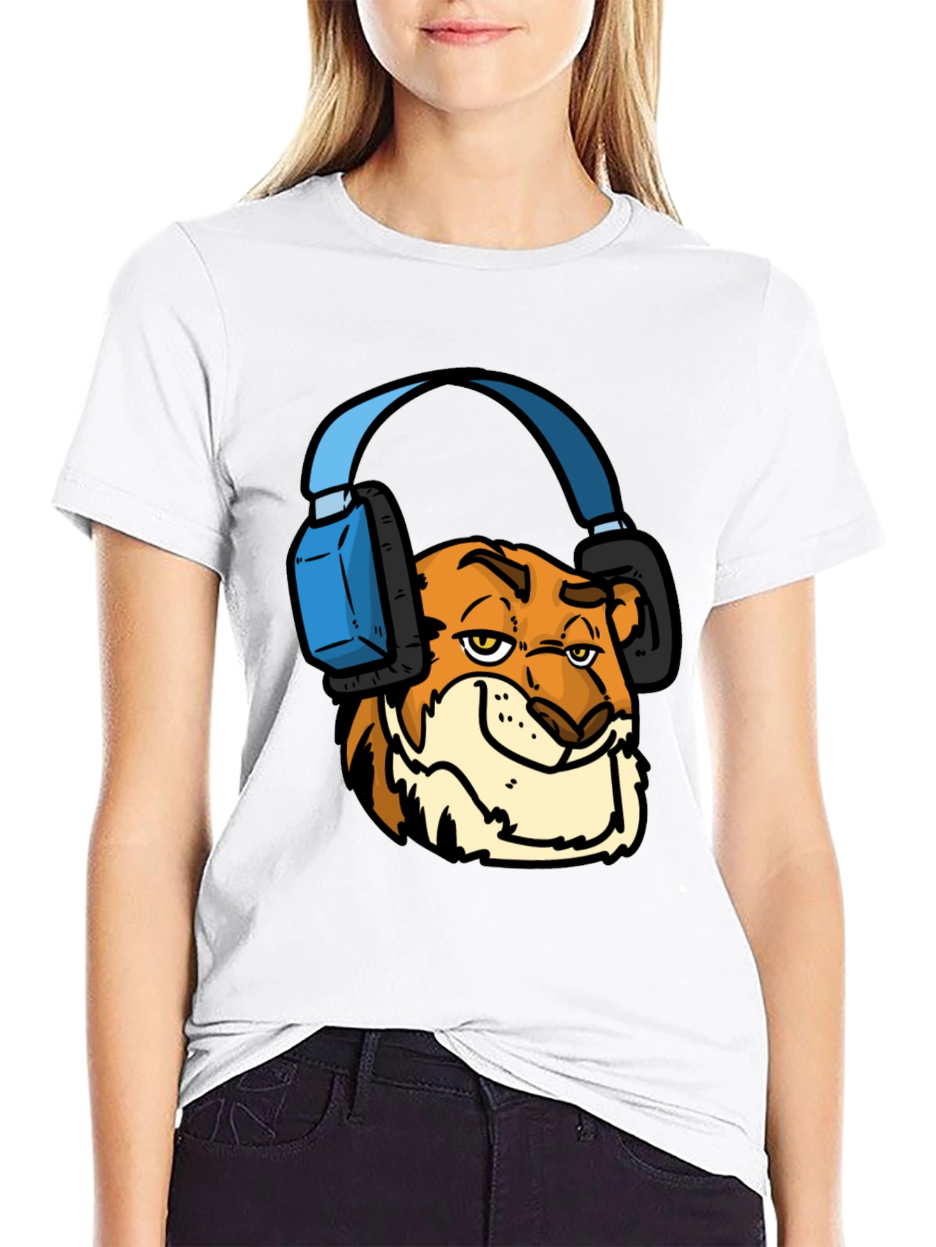 Cool Tiger Headphone Tee - Mens Black T-Shirt