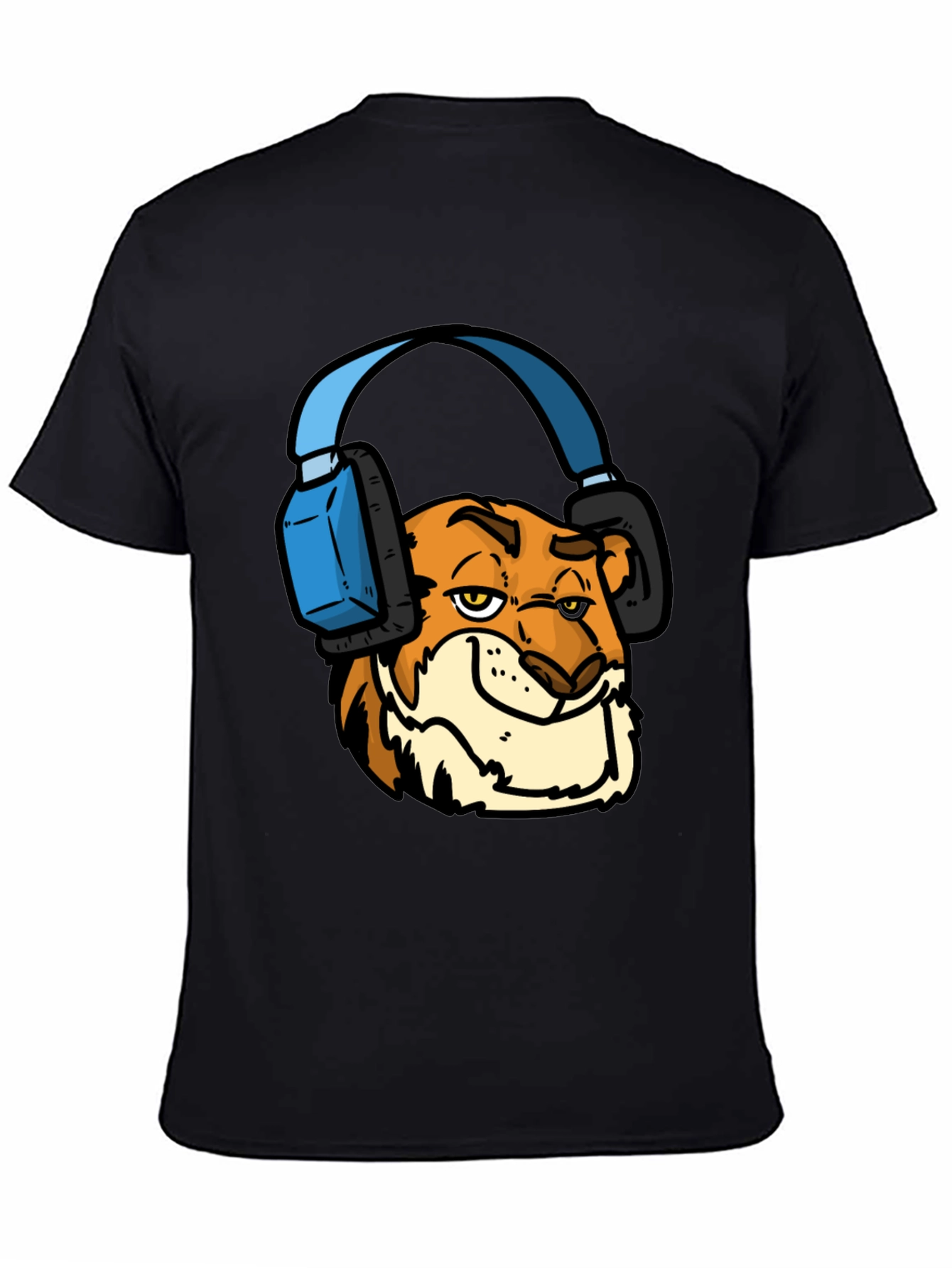 Cool Tiger Headphone Tee - Mens Black T-Shirt
