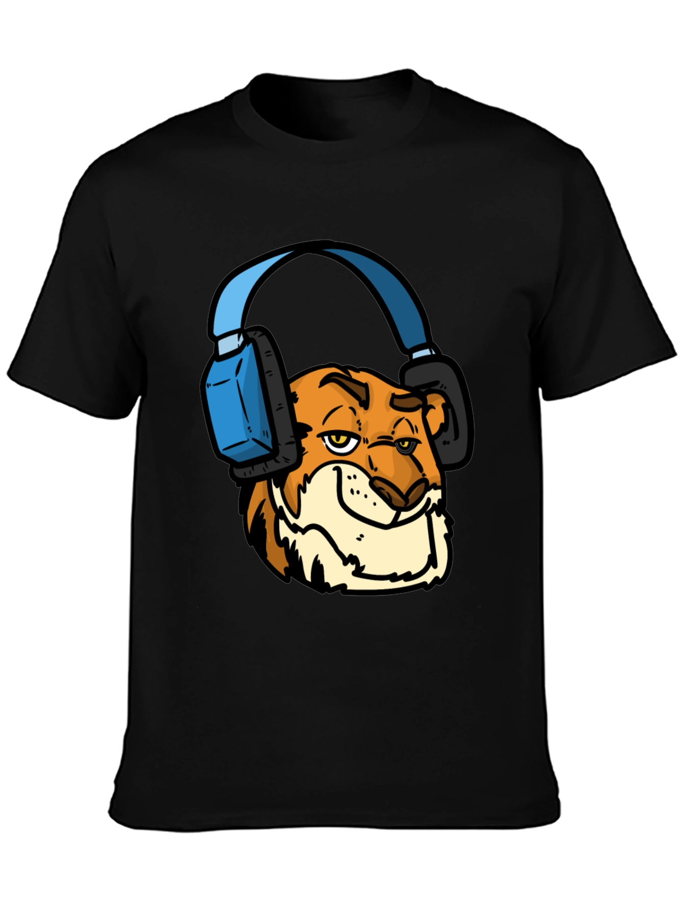 Cool Tiger Headphone Tee - Mens Black T-Shirt