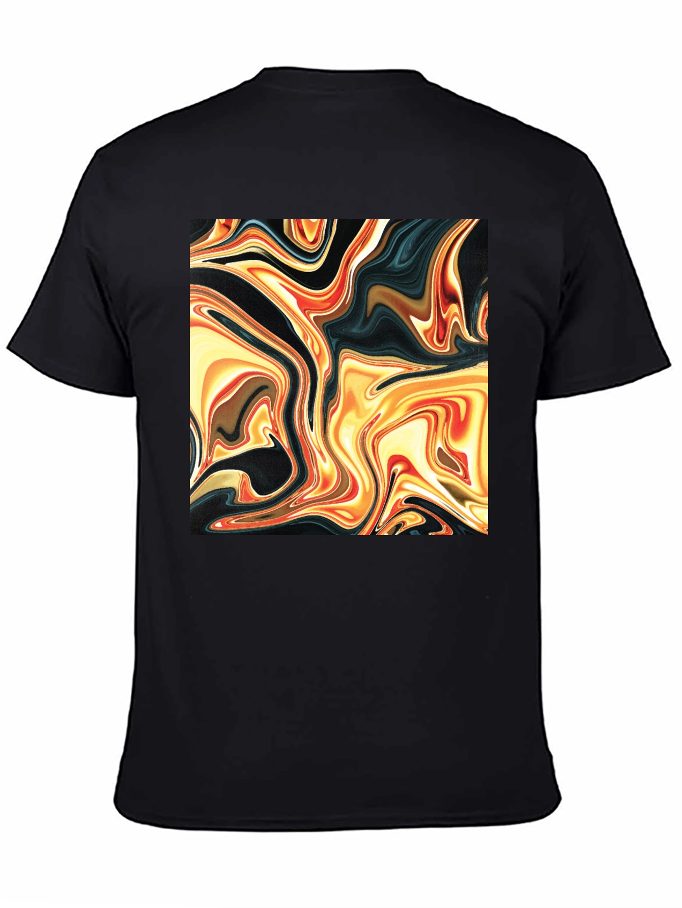 Abstract Swirl Print Black T-Shirt