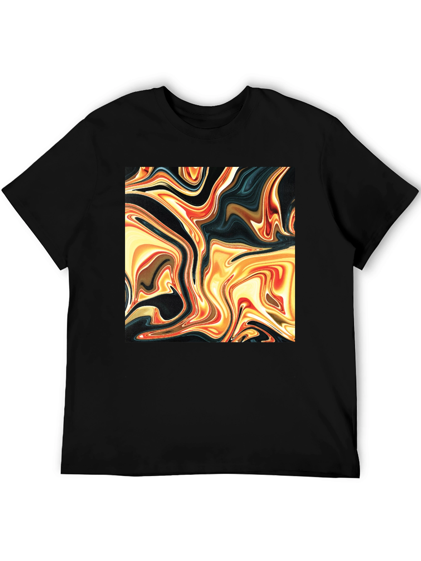Abstract Swirl Print Black T-Shirt