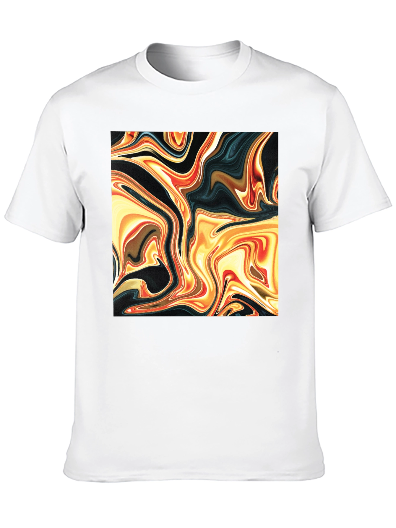 Abstract Swirl Print Black T-Shirt