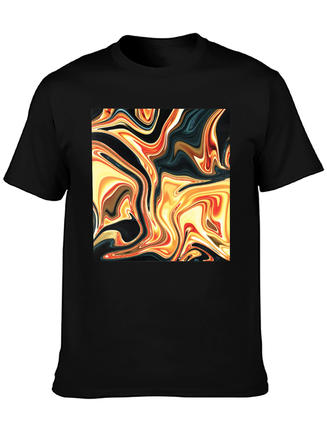 Abstract Swirl Print Black T-Shirt