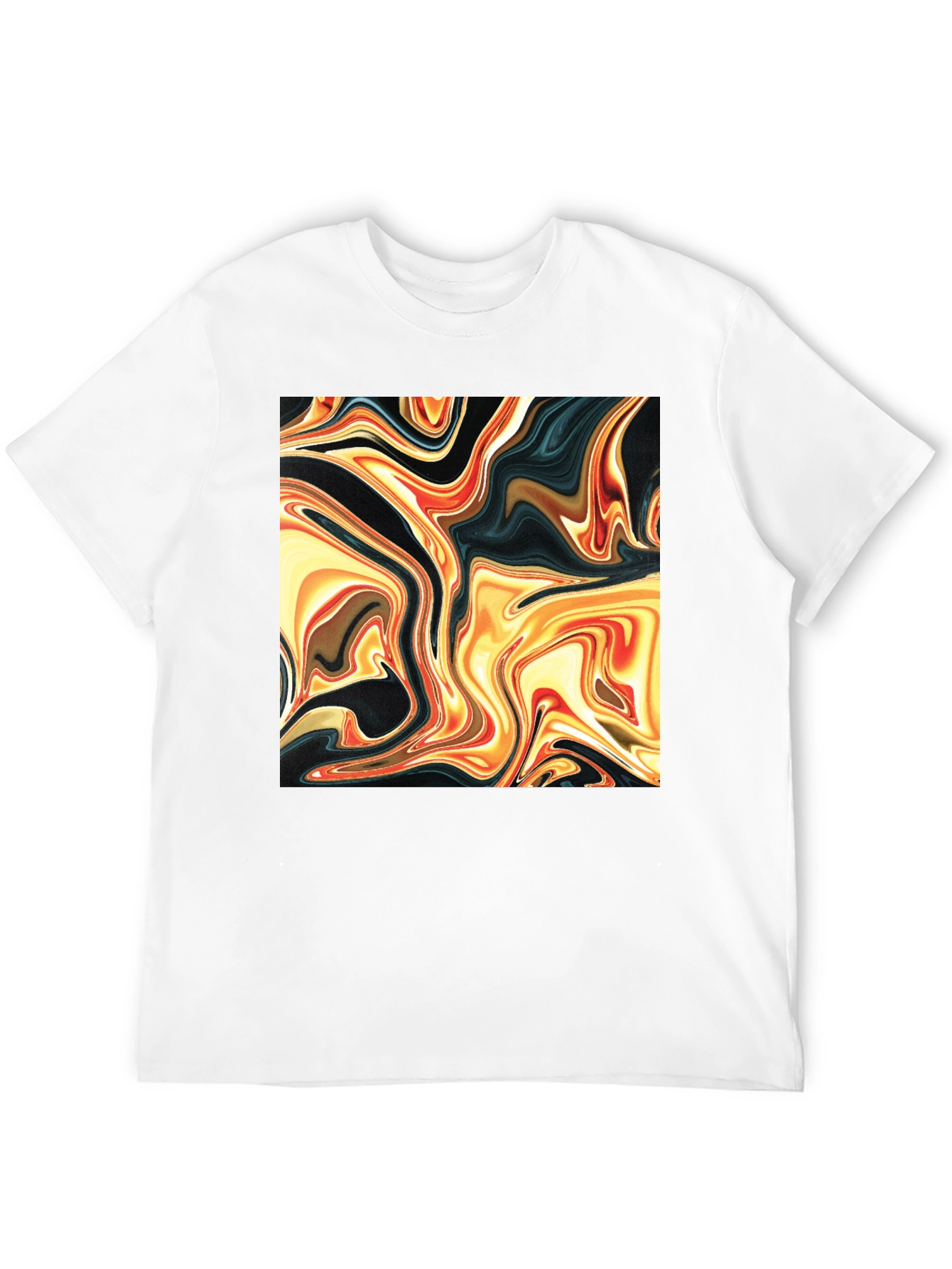 Abstract Swirl Print Black T-Shirt