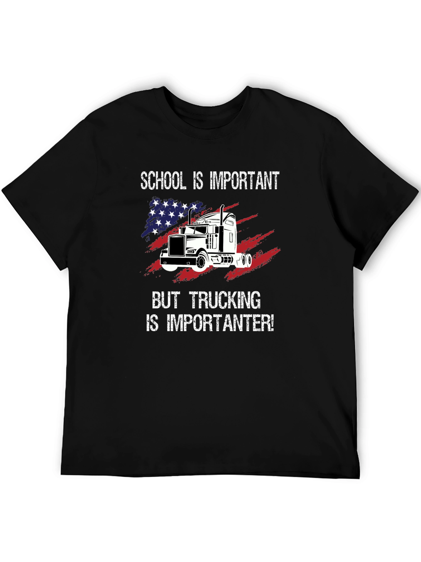 Trucker T-Shirt: School vs. Trucking Humor Tee