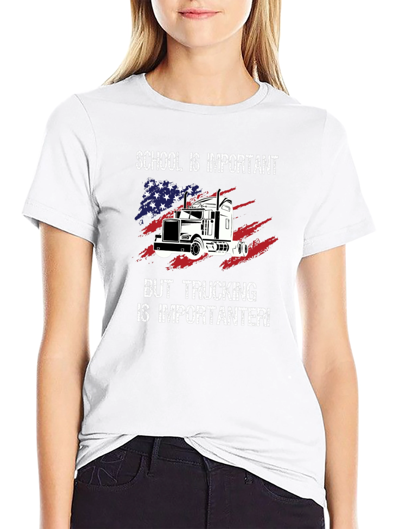 Trucker T-Shirt: School vs. Trucking Humor Tee