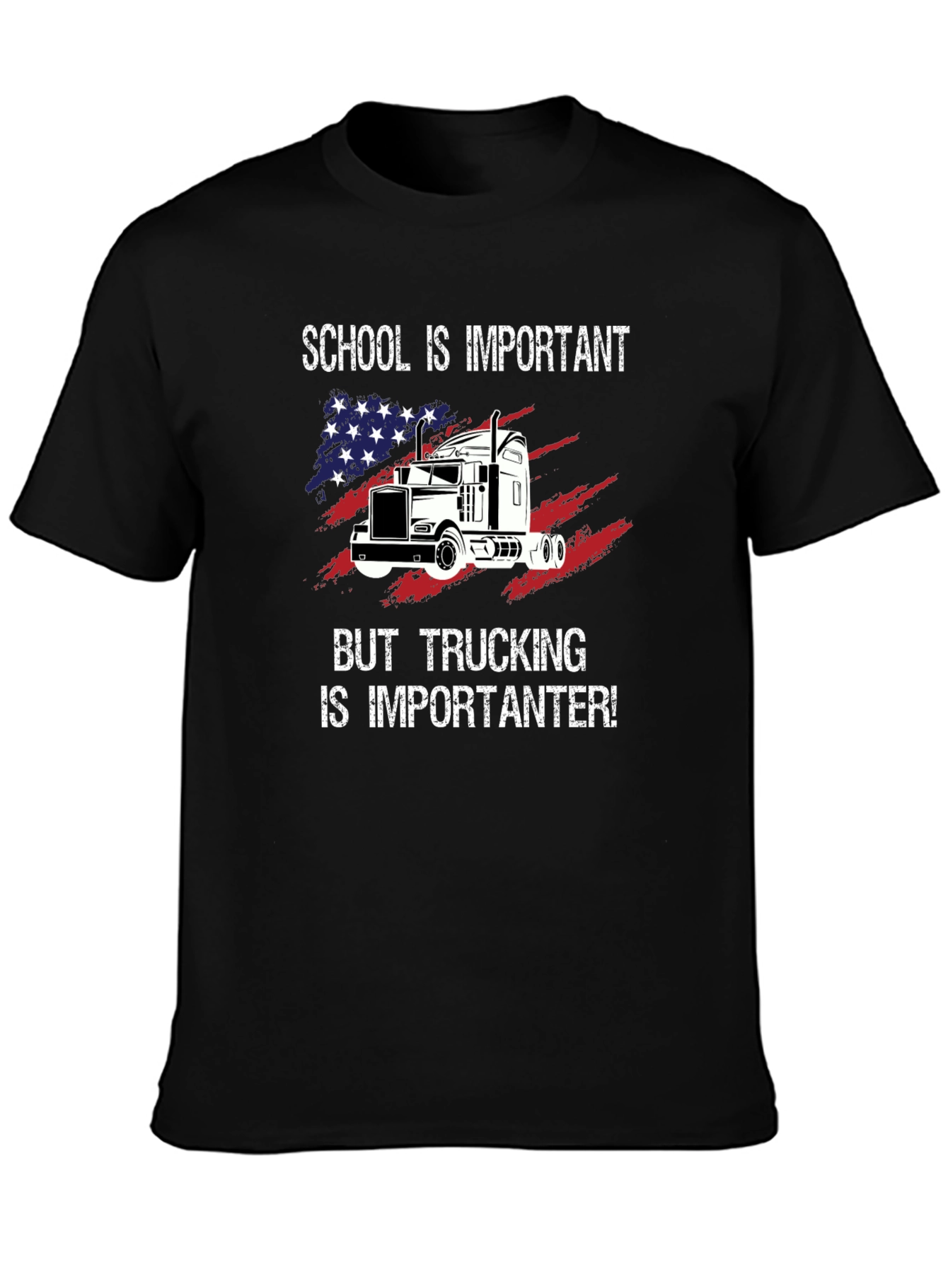 Trucker T-Shirt: School vs. Trucking Humor Tee
