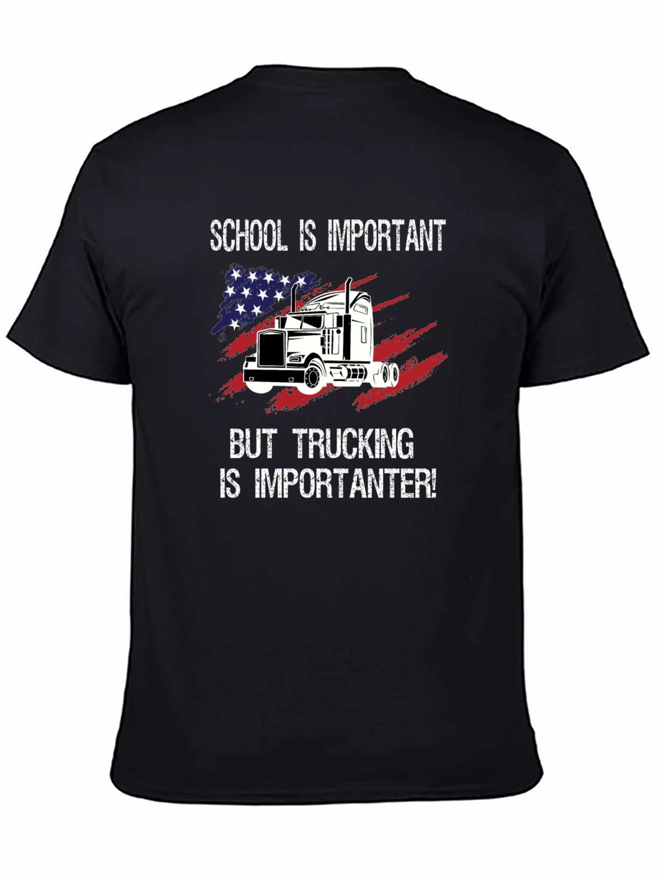 Trucker T-Shirt: School vs. Trucking Humor Tee