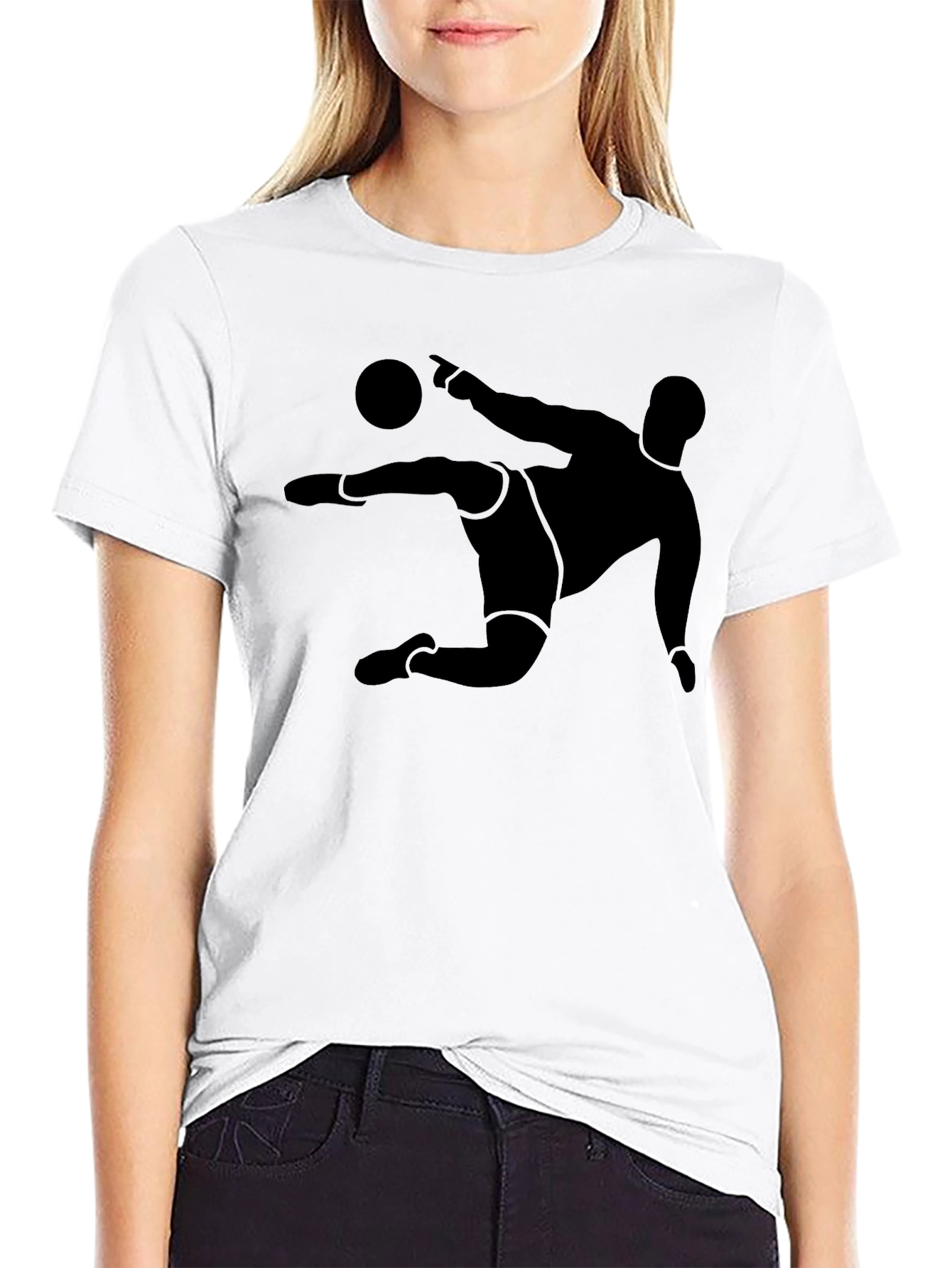 Soccer Kick Graphic Tee - Black Cotton T-Shirt