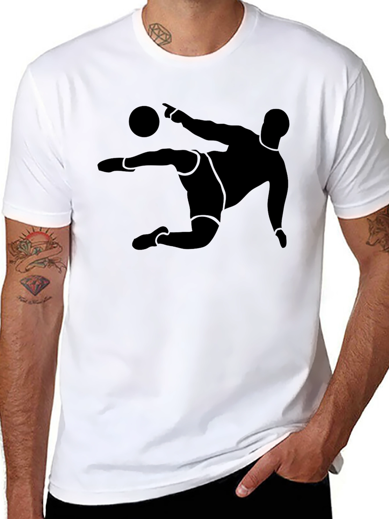 Soccer Kick Graphic Tee - Black Cotton T-Shirt