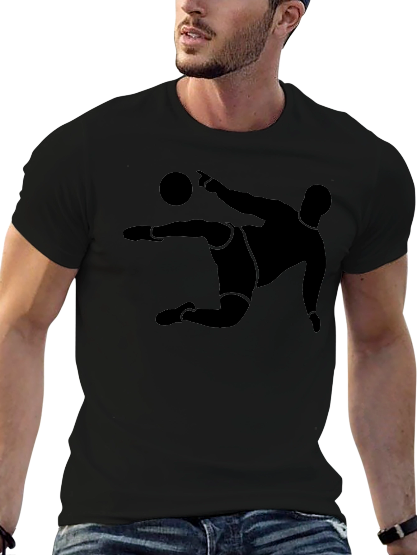 Soccer Kick Graphic Tee - Black Cotton T-Shirt