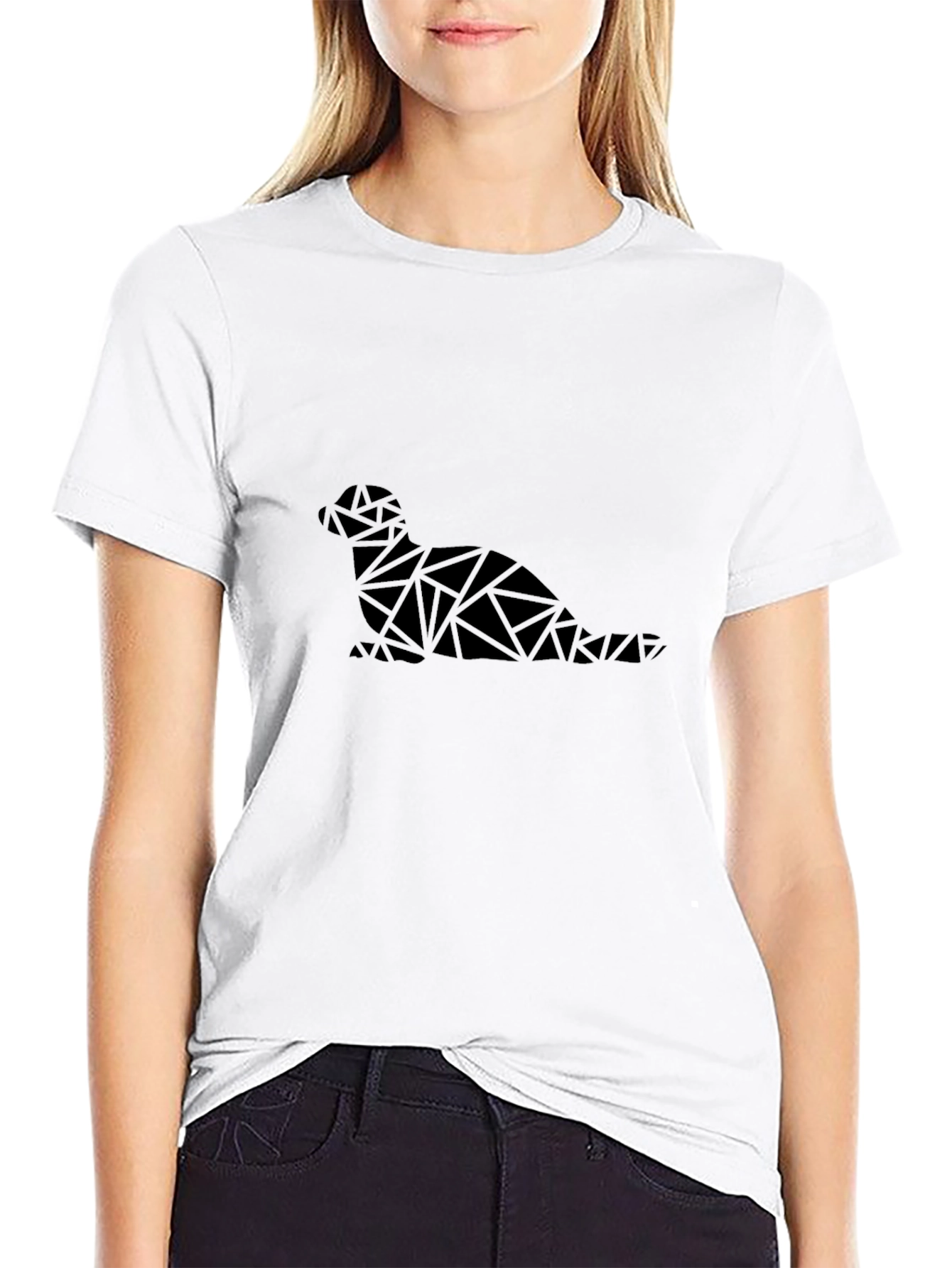 Geometric Seal Graphic Black T-Shirt