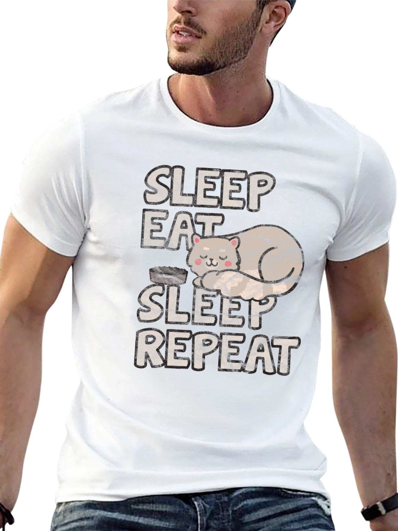 Sleep Eat Sleep Repeat Cat T-Shirt