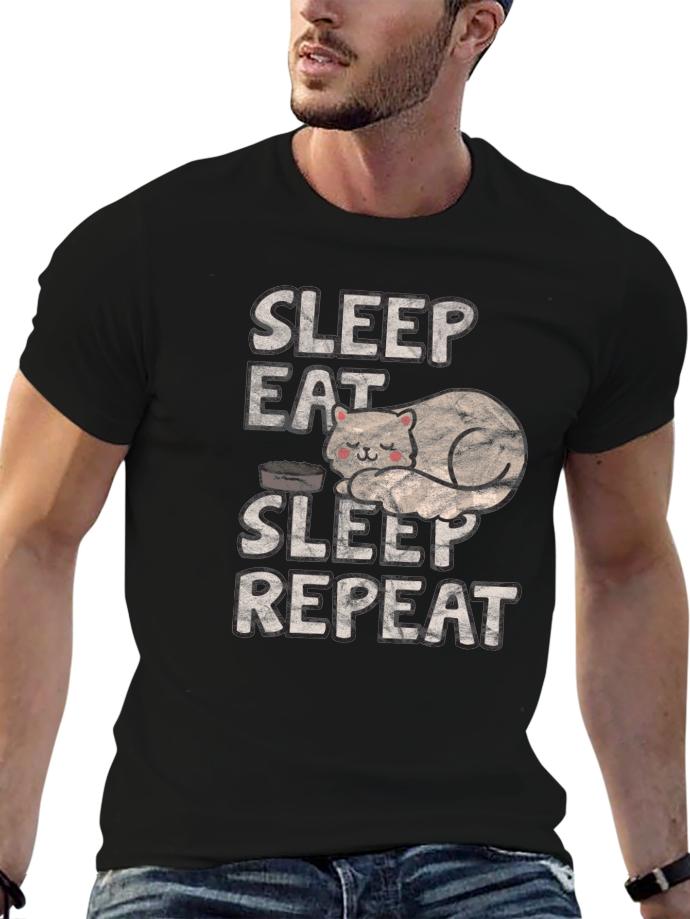 Sleep Eat Sleep Repeat Cat T-Shirt