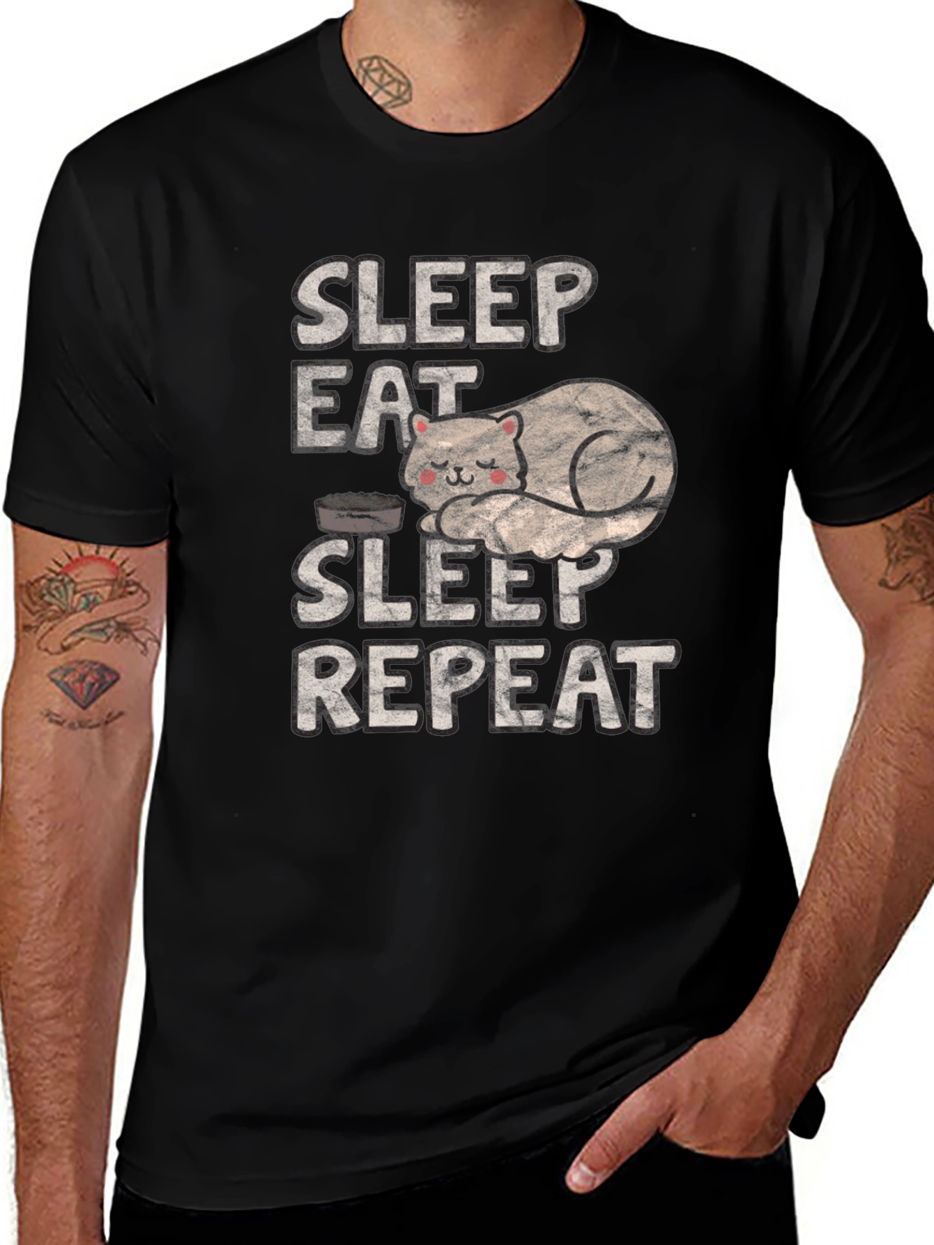 Sleep Eat Sleep Repeat Cat T-Shirt