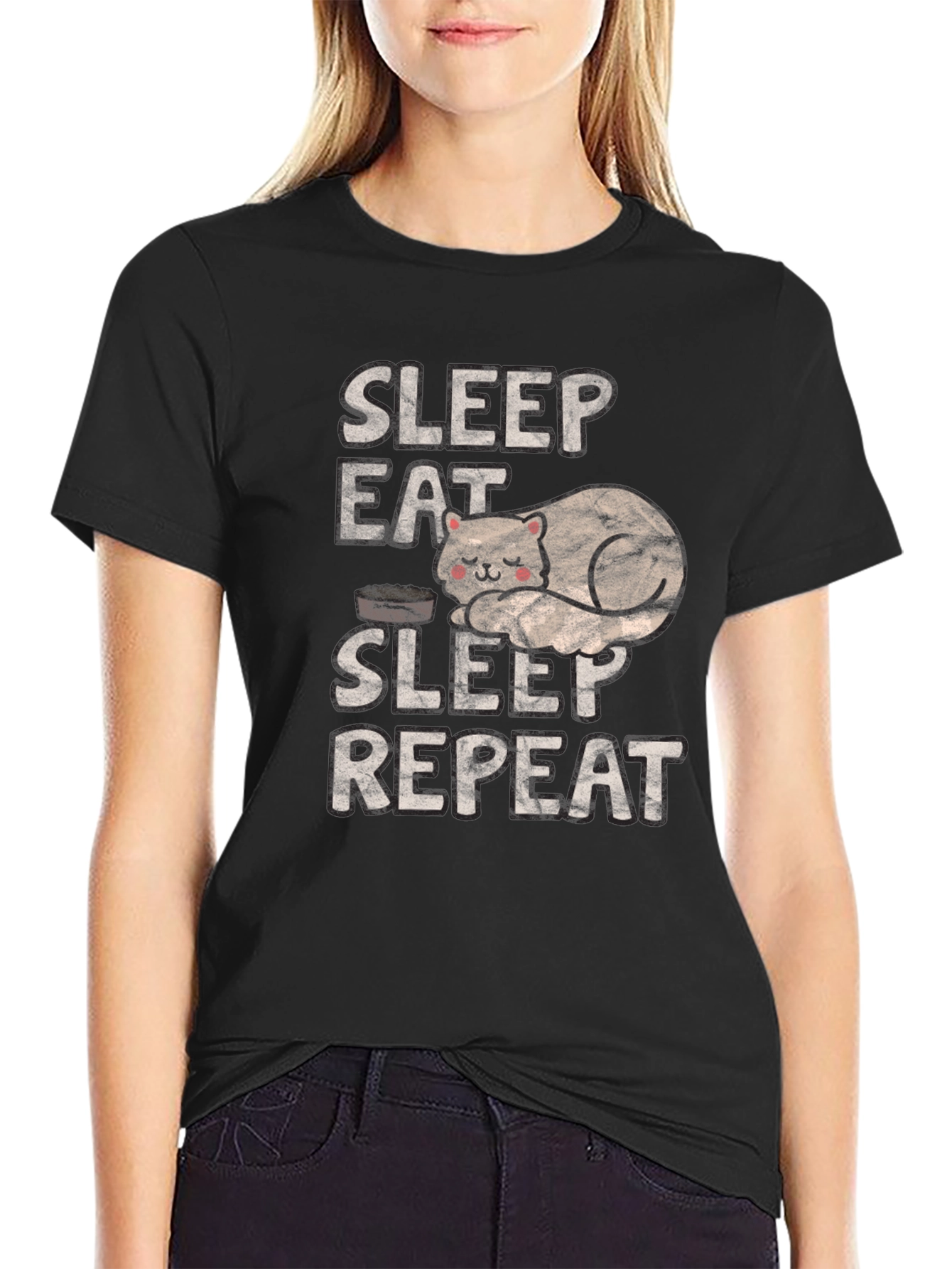 Sleep Eat Sleep Repeat Cat T-Shirt