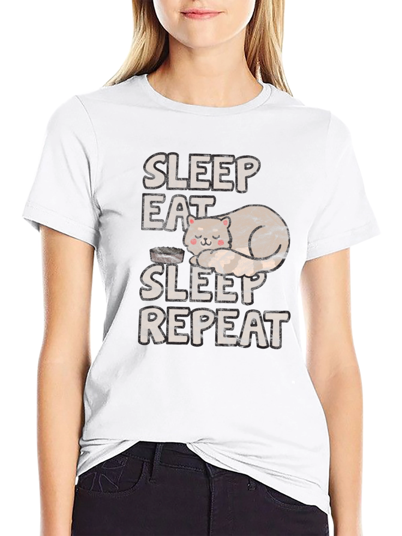 Sleep Eat Sleep Repeat Cat T-Shirt