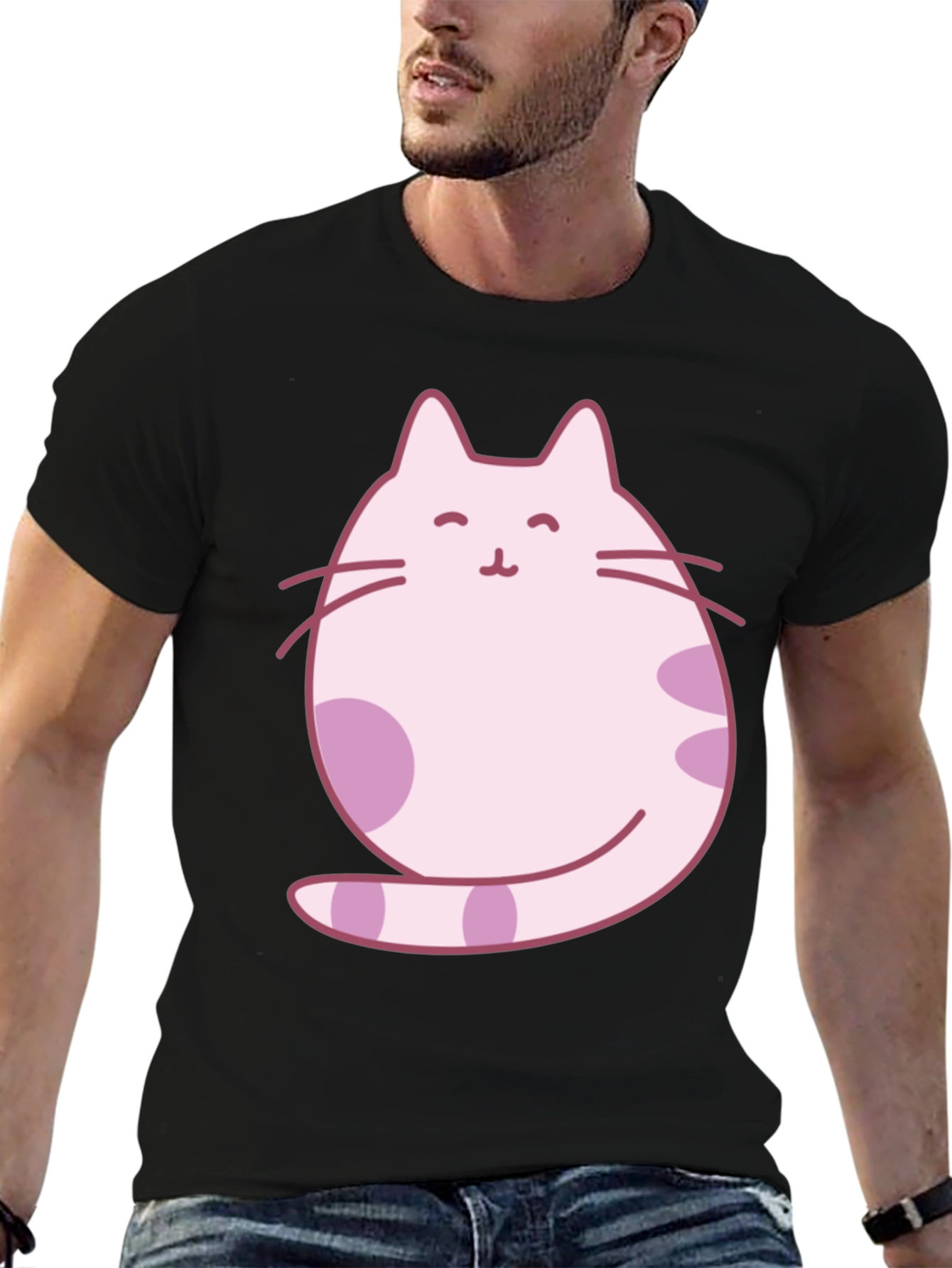 Pink Cat Graphic Print Tee