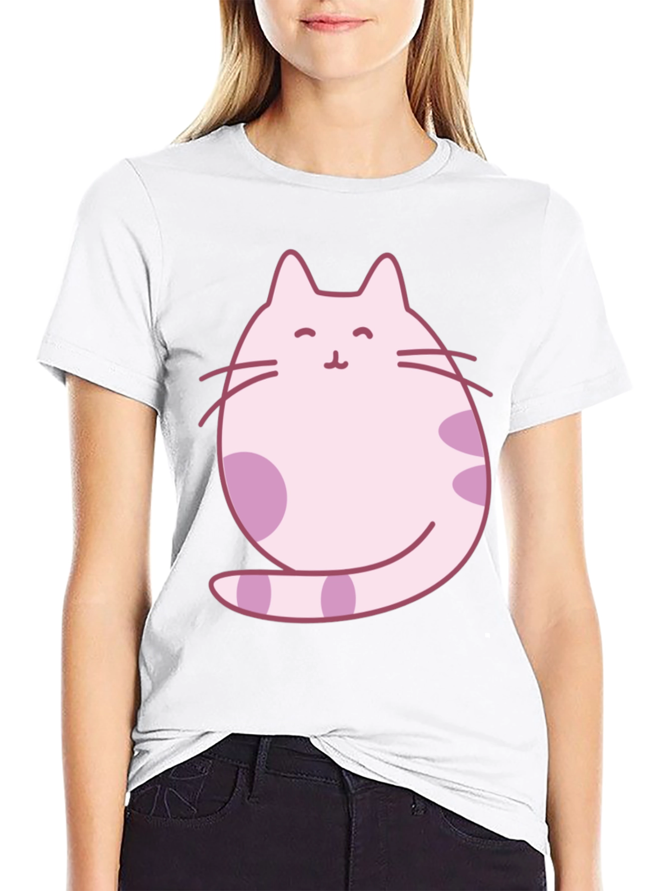 Pink Cat Graphic Print Tee