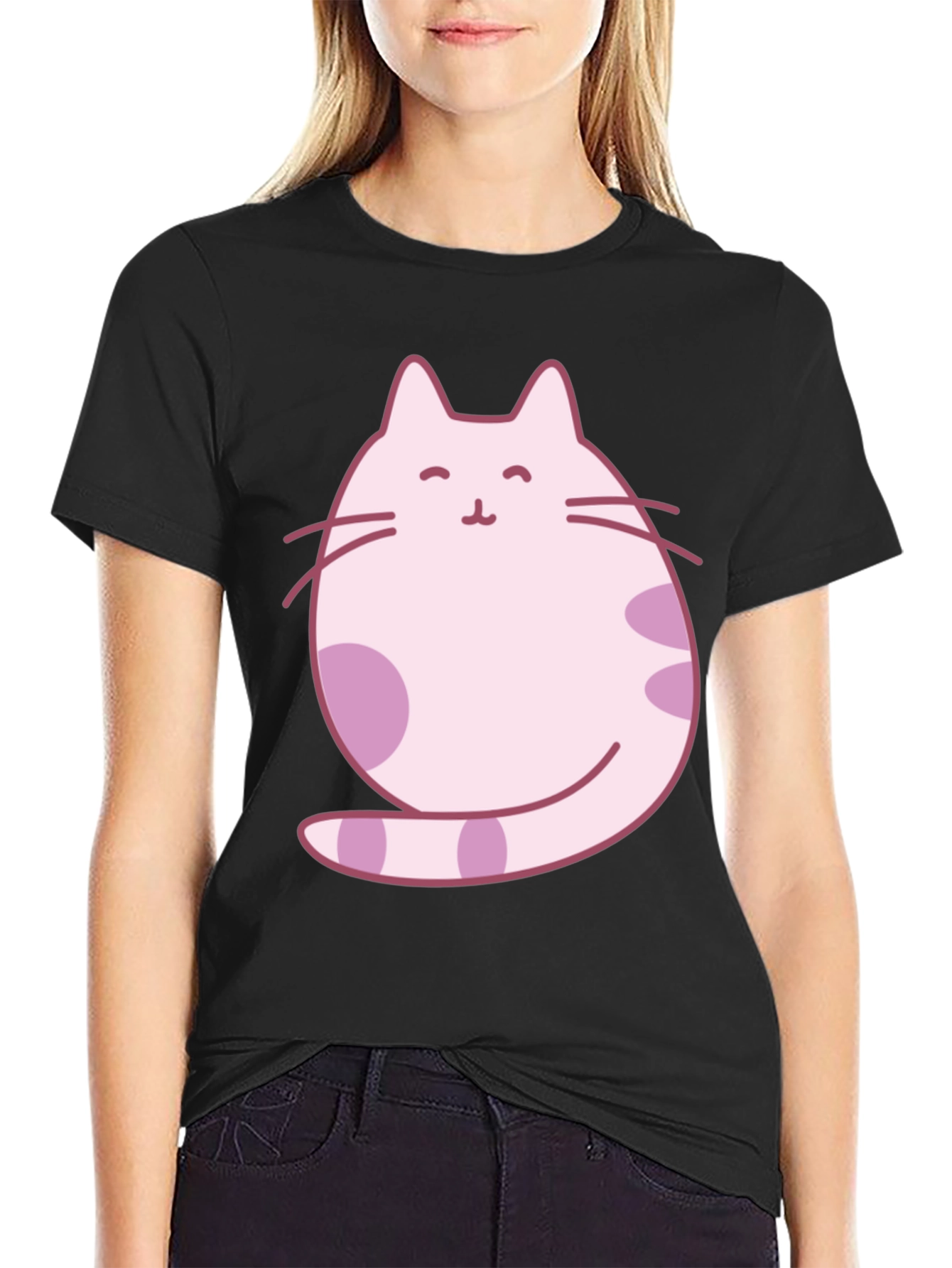 Pink Cat Graphic Print Tee