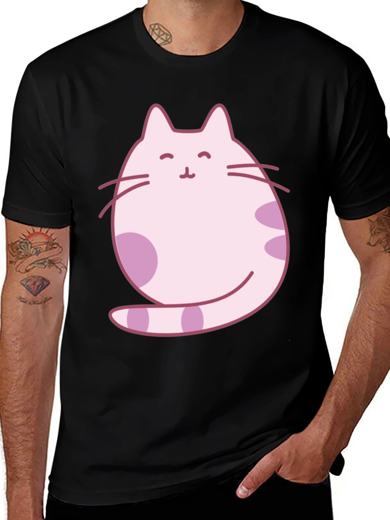 Pink Cat Graphic Print Tee