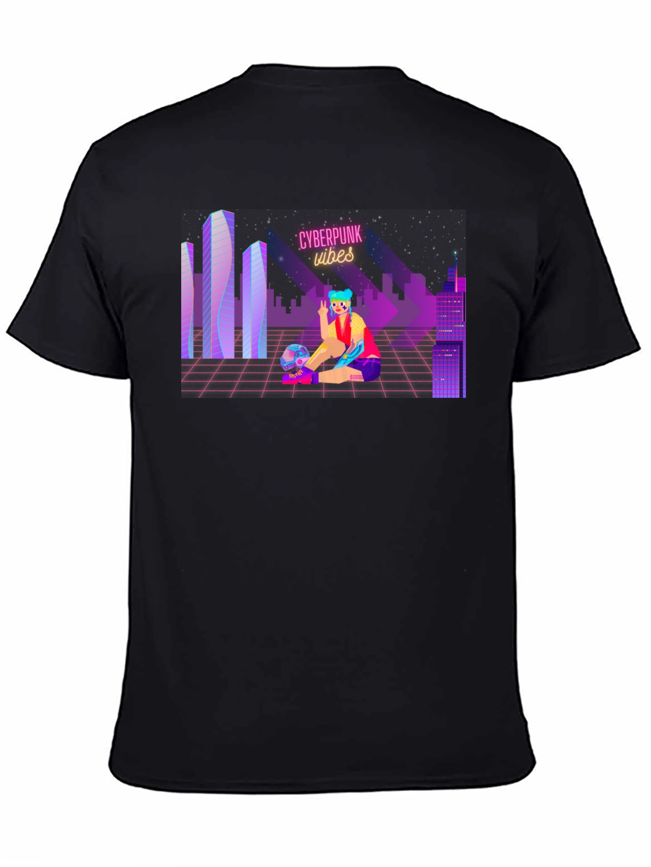 Cyberpunk Vibes Graphic T-Shirt - Cool Futuristic Design