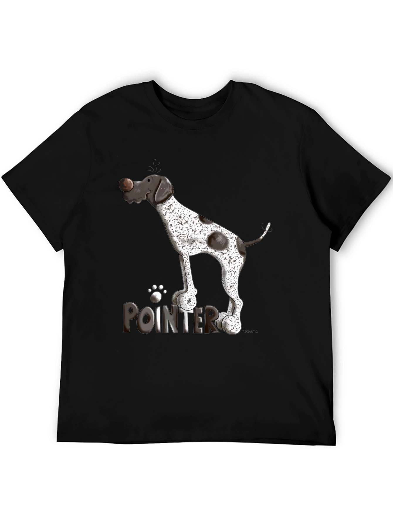 Pointer Dog Graphic T-Shirt - Black Cotton Tee
