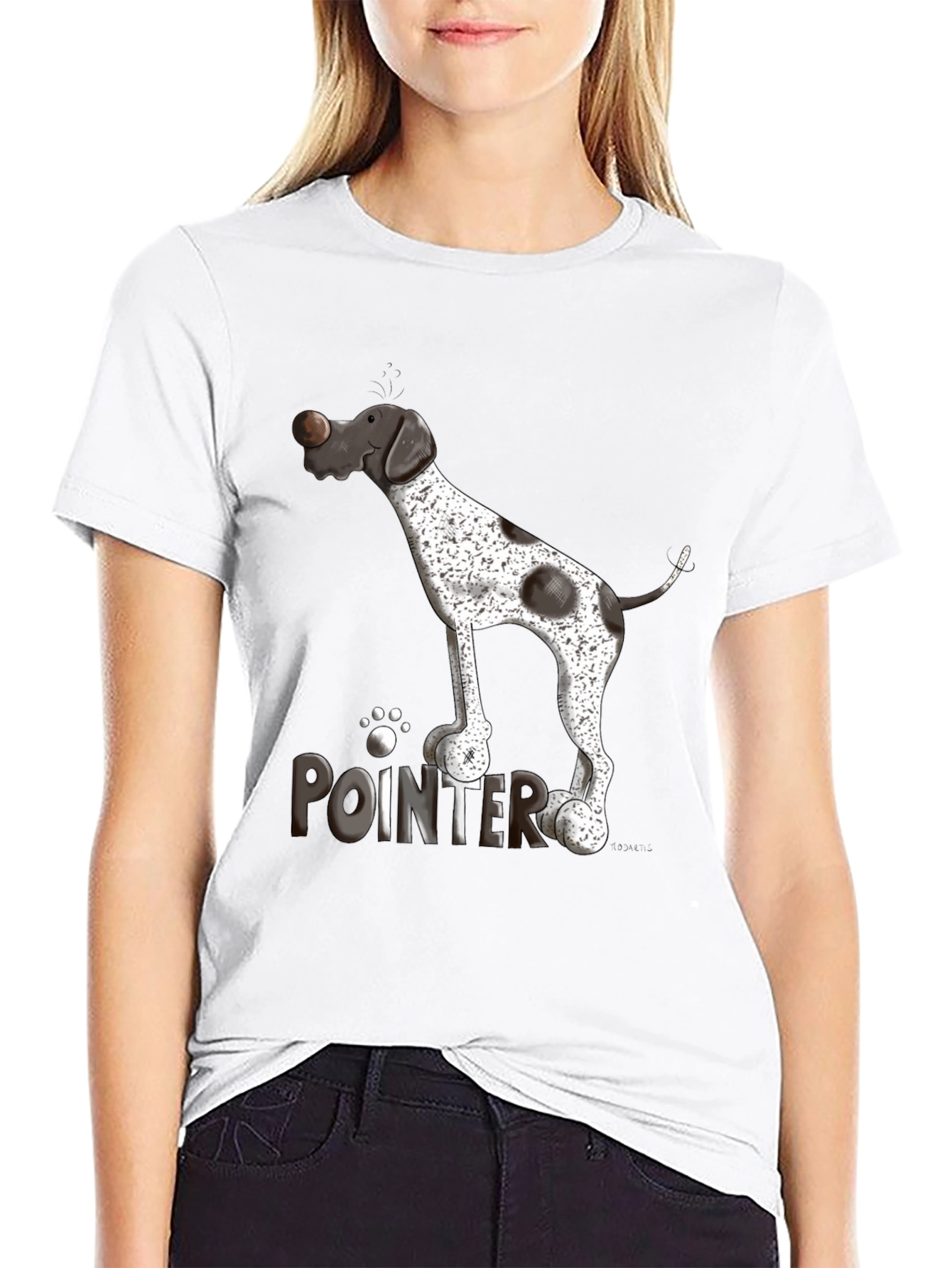Pointer Dog Graphic T-Shirt - Black Cotton Tee