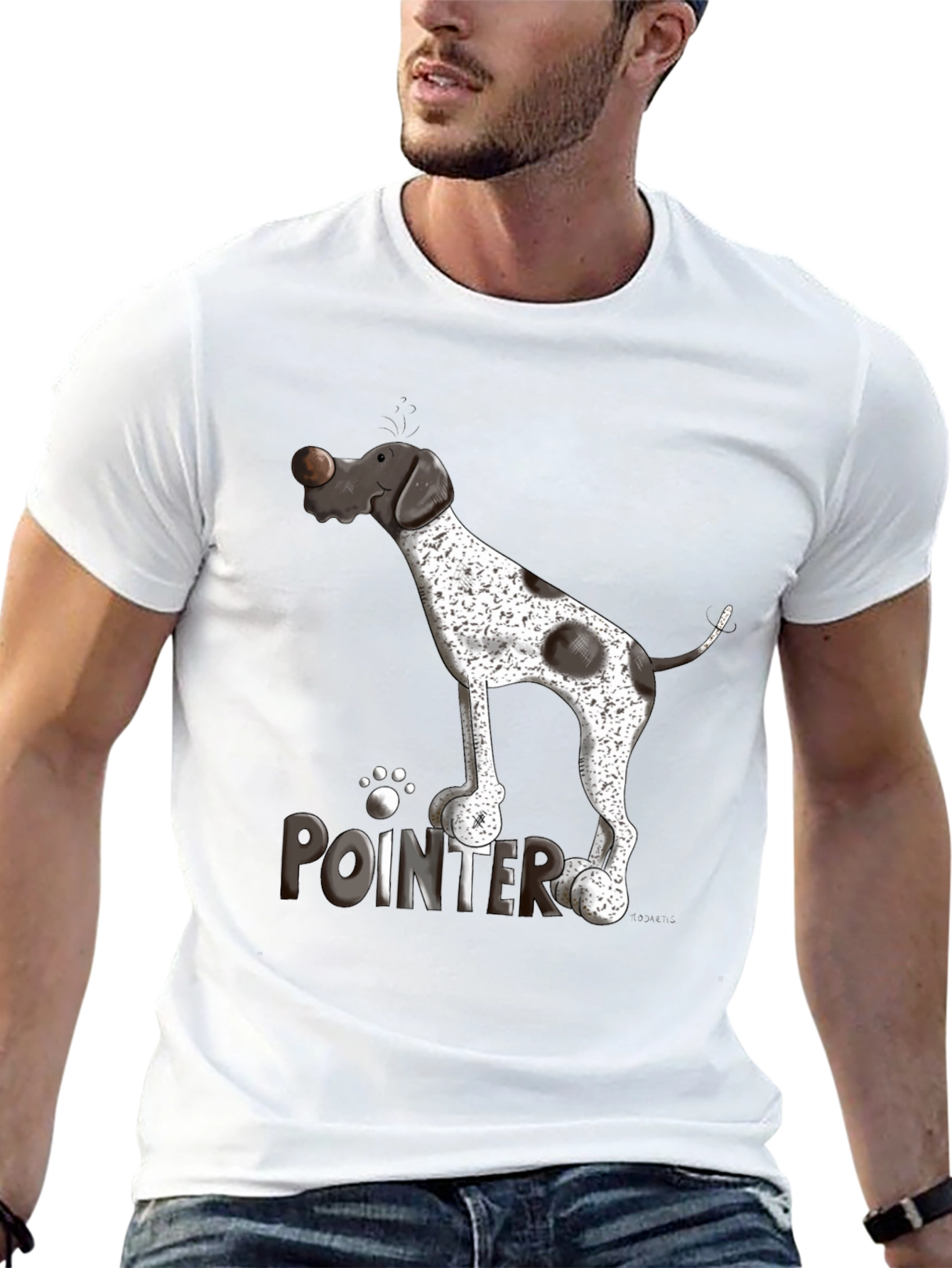 Pointer Dog Graphic T-Shirt - Black Cotton Tee