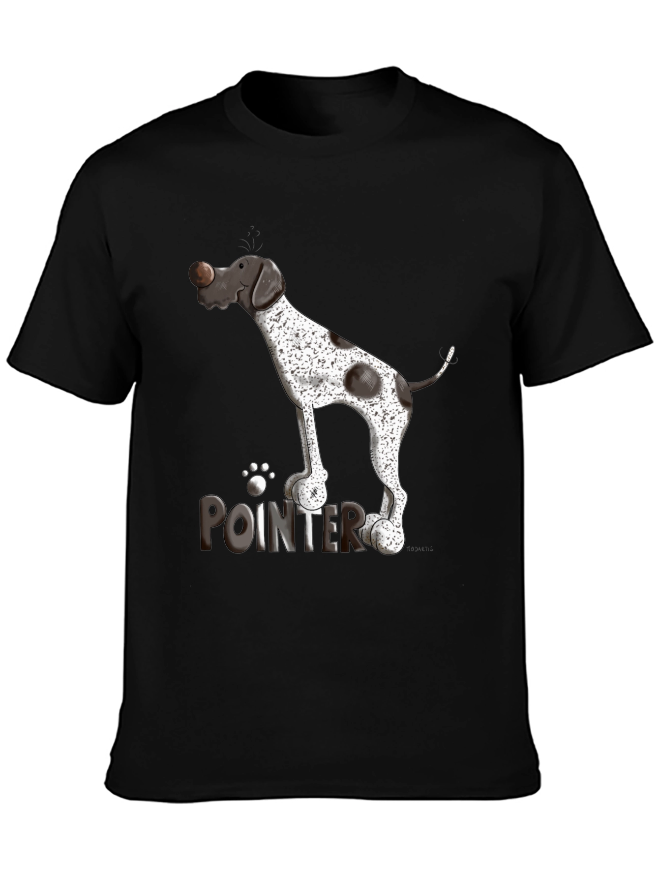 Pointer Dog Graphic T-Shirt - Black Cotton Tee